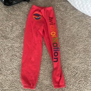 Red aviator nations sweatpants